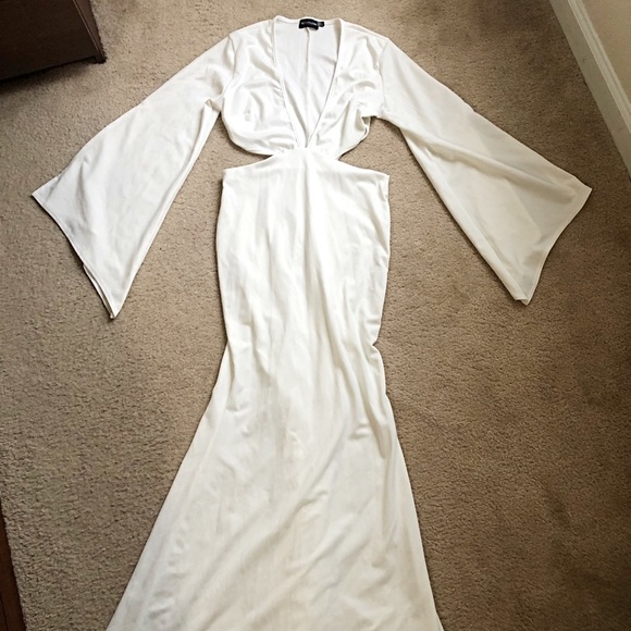 Prettylittlething white cropped maxi dress size 6 - Picture 6 of 10